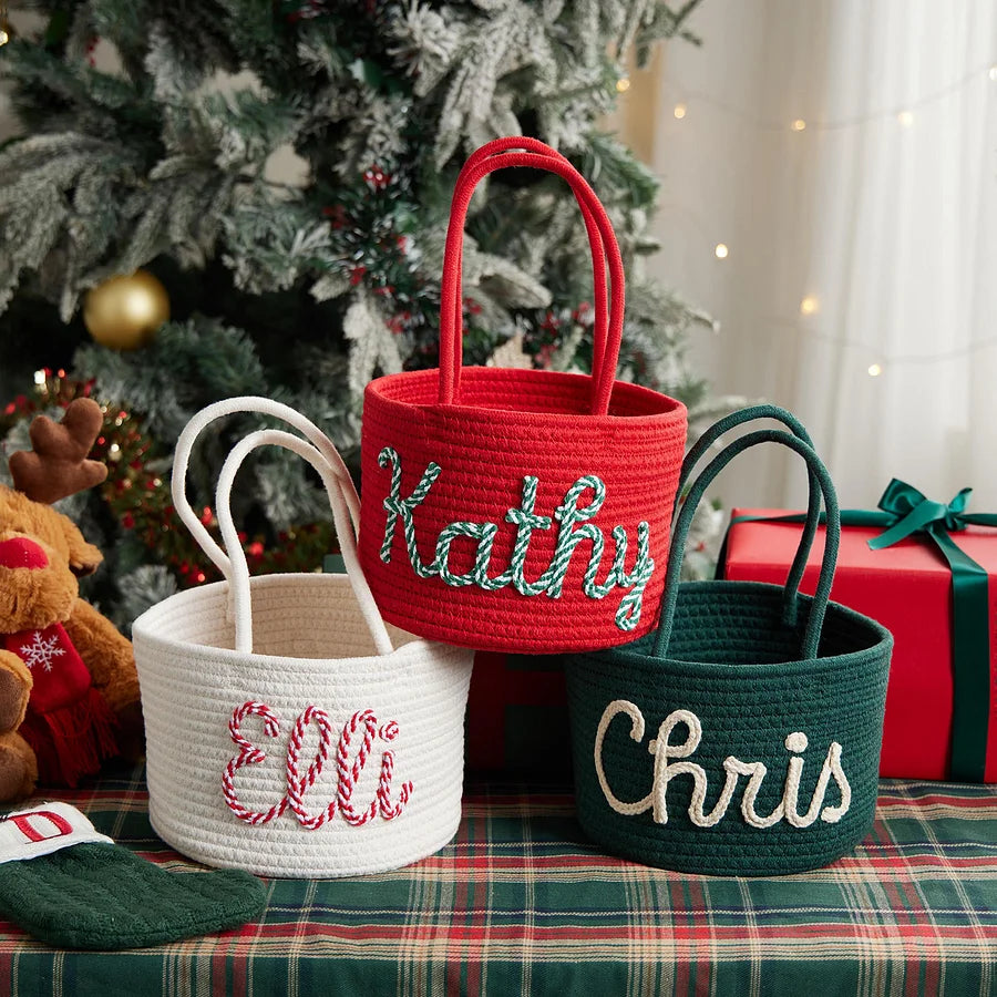 Custom Christmas Kids Name Toys Storage Basket