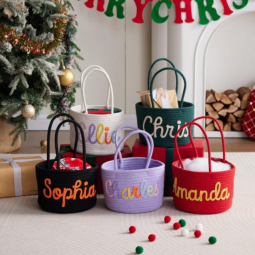 Custom Christmas Kids Name Toys Storage Basket