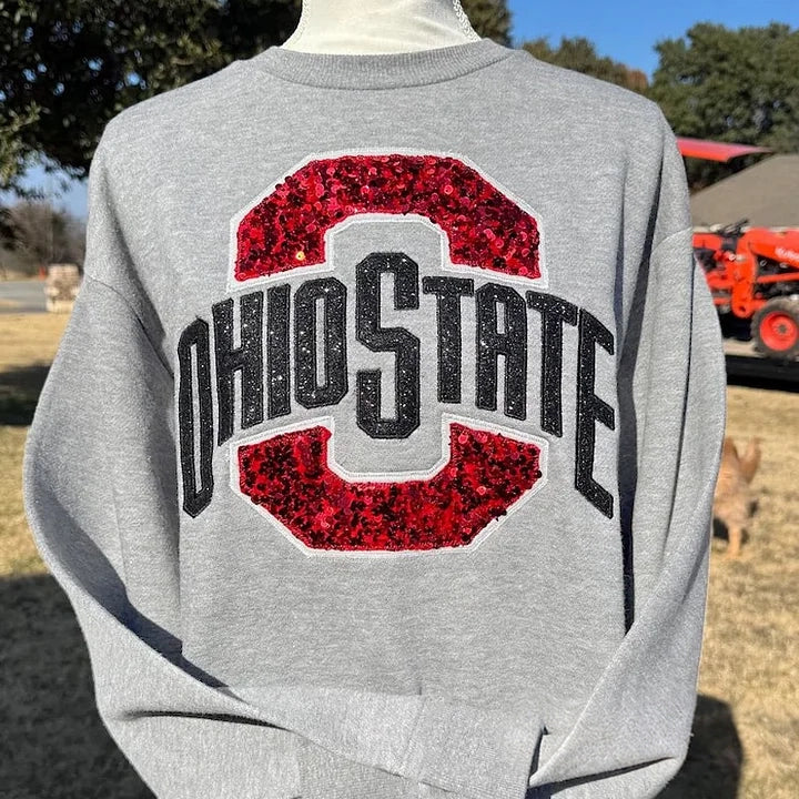 Personalized Custom Sweatshirt with Glitter and Sequin Embroidered Sweatshirt | Gifts for Sports Mom