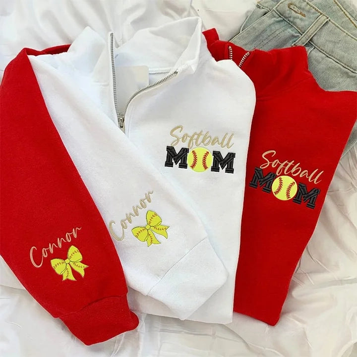 Custom Embroidered Sports Quarter Zip Sweater Custom Name Mom Gift | Gifts for Sports Mom