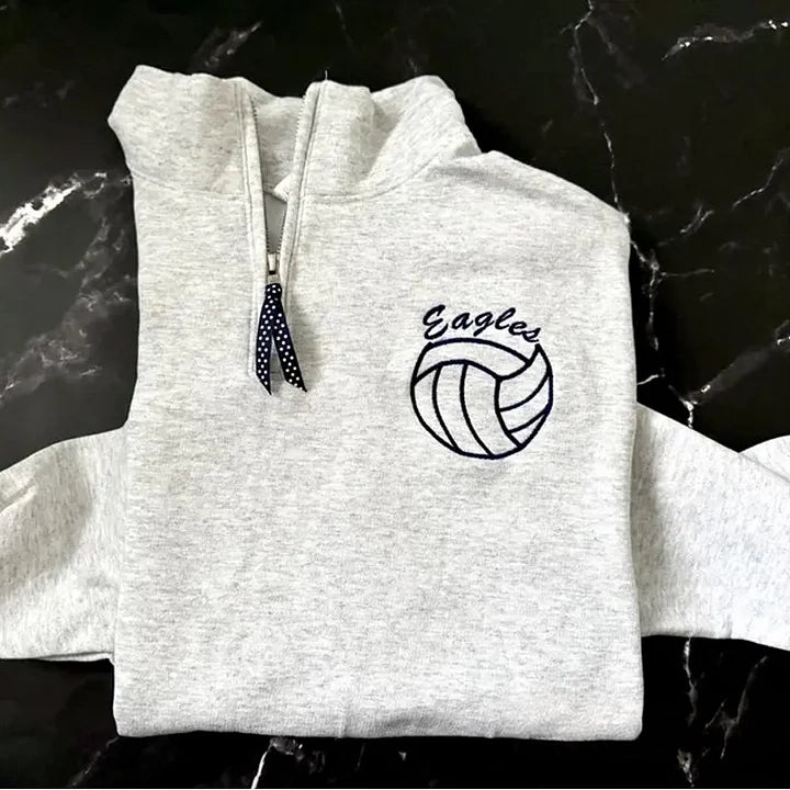 Custom Embroidered Volleyball Quarter Zip Sweater Personalized Volleyball Team Sweater | Gifts for Sports Mom