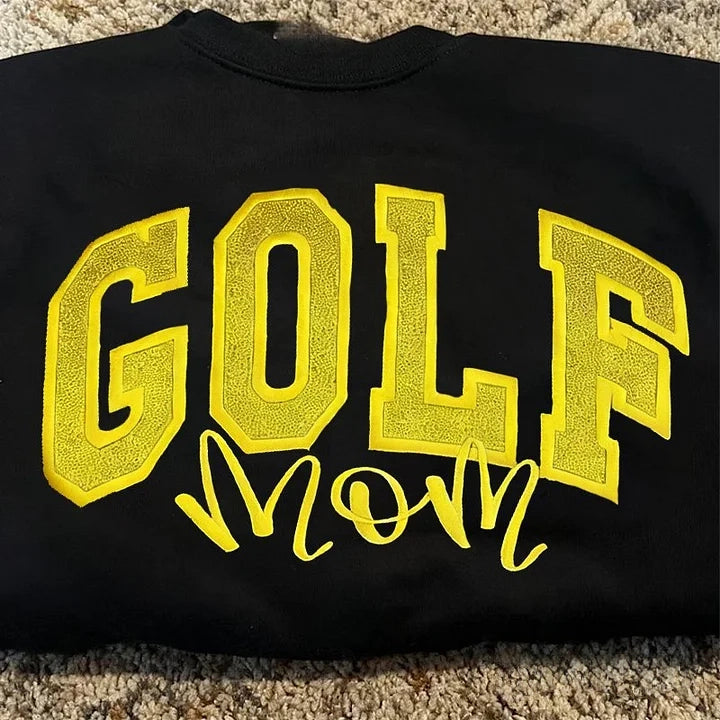 Personalized Embroidered Golf Mom Sweatshirt with Kids Name on Sleeve | Gifts for Sports Mom