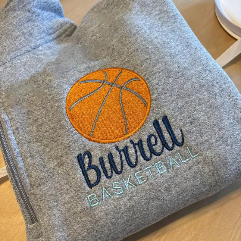 Custom Team Basketball Quarter Zip Pullover with Name on Sleeve | Gifts for Sports Mom