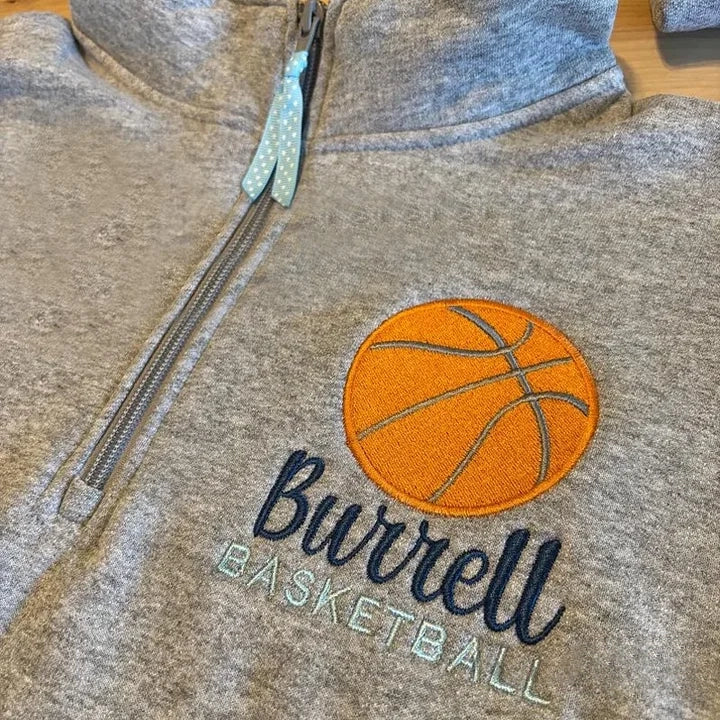 Custom Team Basketball Quarter Zip Pullover with Name on Sleeve | Gifts for Sports Mom