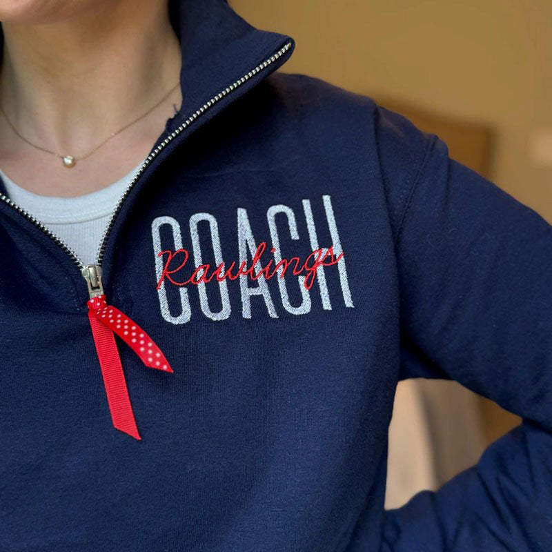 Personalized Coach Quarter Zip Sweatshirt Sweatshirt Custom Name Team Gift Sports Coach Appreciation Sweater
