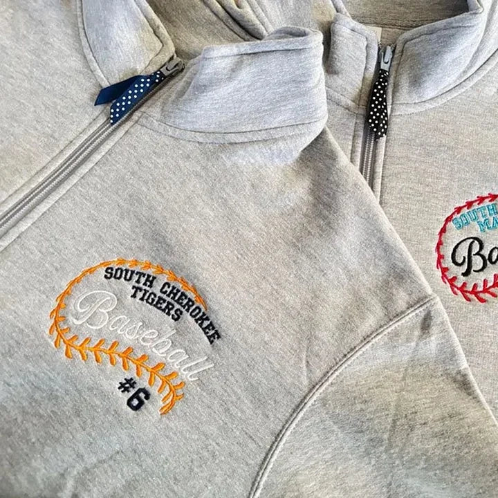 Custom Baseball Pullover Personalized Team Colors Quarter Zip Sweater | Gifts for Sports Mom