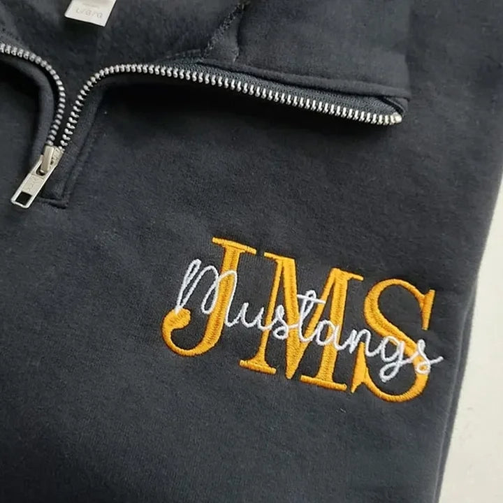 Custom School Quarter-Zip Sweatshirt Personalized Spirit Wear Team Apparel Alumni Gift