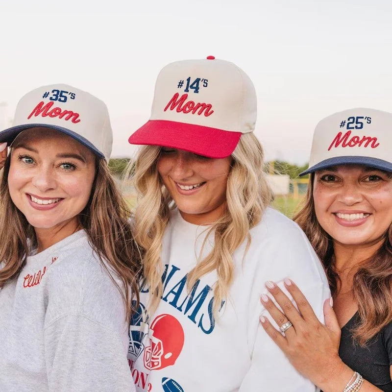 Personalized Custom Sports Number Mom 3D Puff Vintage Baseball Cap