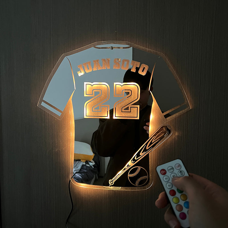 Personalized LED Cool Mirror Lights for Baseball Fans