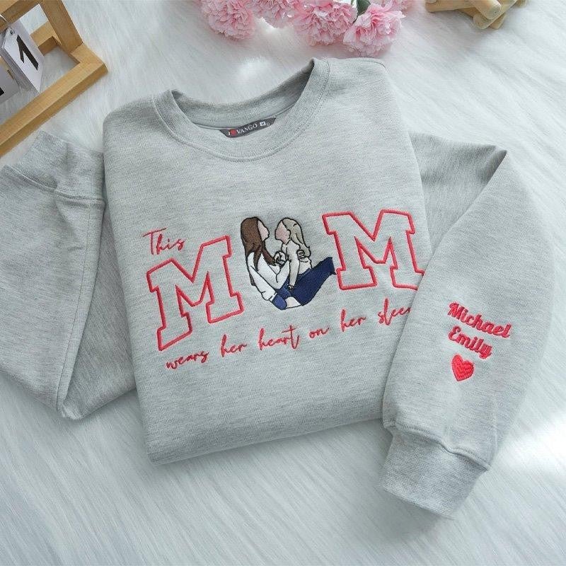 Custom Mama Photo Portrait Embroidered Sweatshirt | Mother's Day Gift