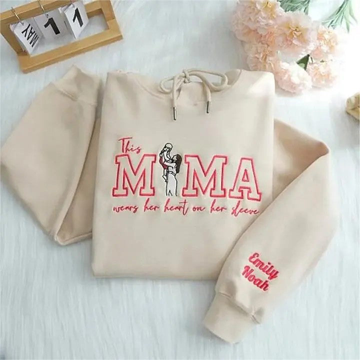 Custom Mama Photo Portrait Embroidered Sweatshirt | Mother's Day Gift