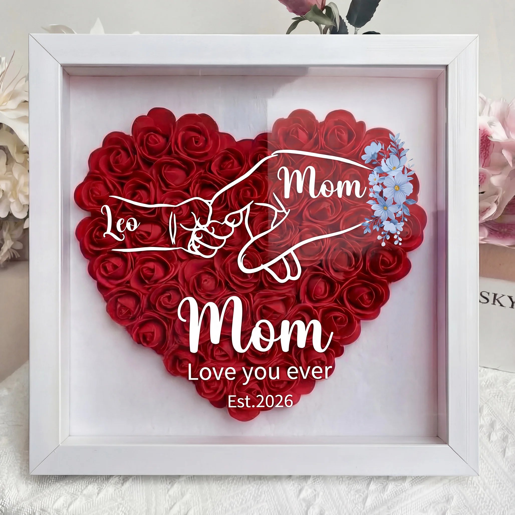 Where Love Grows – Personalised Mom & Grandma Flower Shadow Box with Names