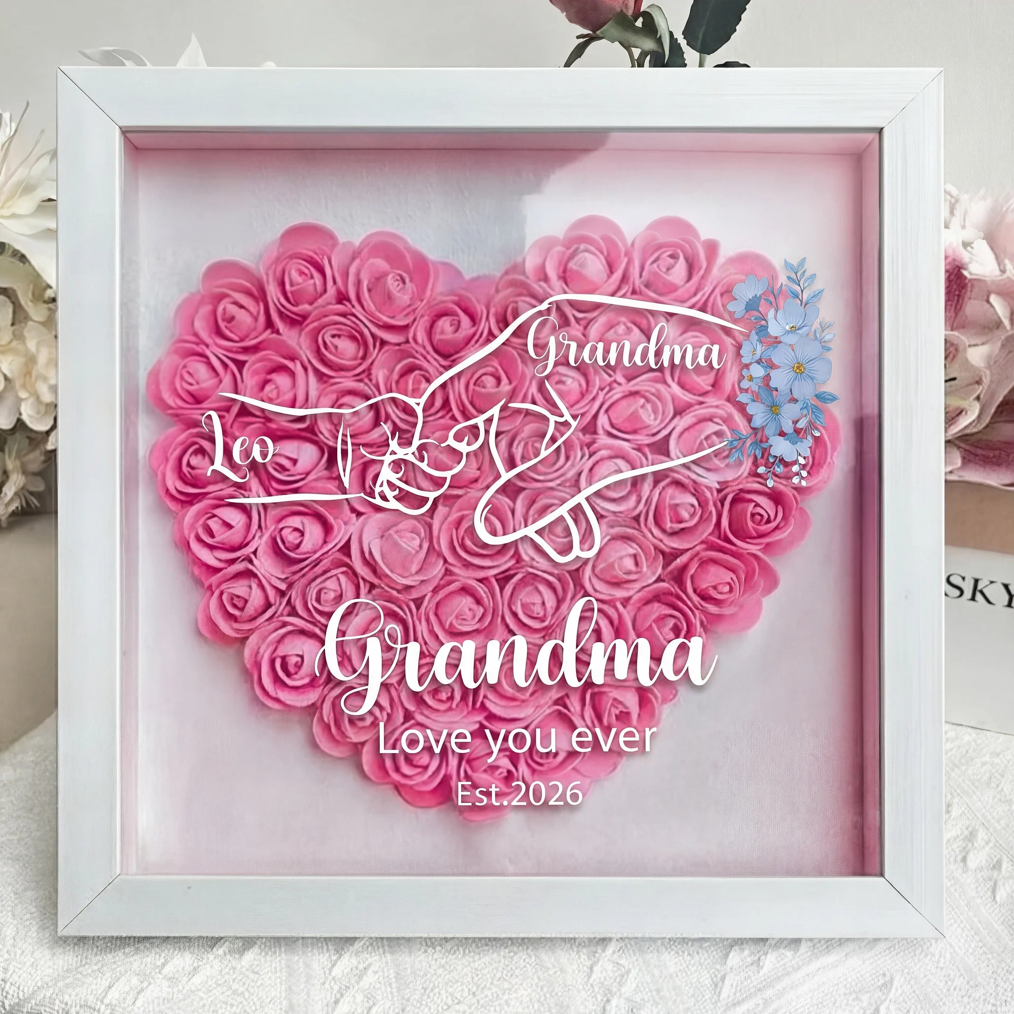Where Love Grows – Personalised Mom & Grandma Flower Shadow Box with Names