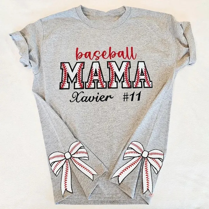 Baseball Mom Side Bow Sweatshirt Glitter Embroidered Coquette Sweatshirt | Gifts for Sports Mom