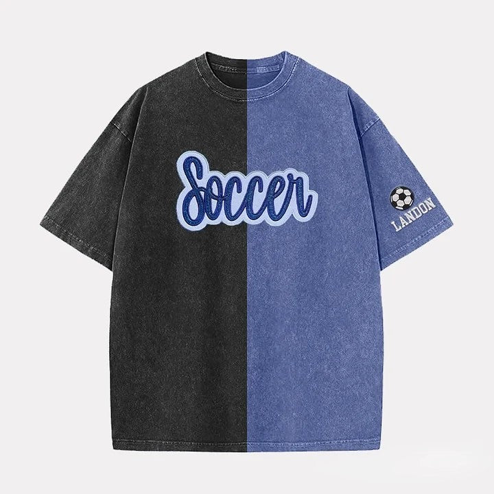 Glitter Team Mascot Two Tone Embroidered Vintage Washed T-shirt For Game Day | Gifts for Sports Mom