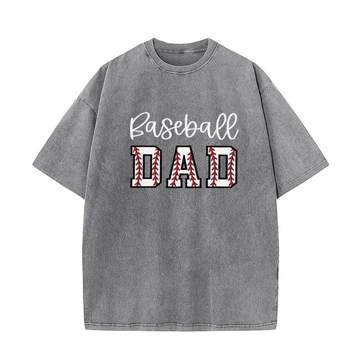 Baseball DAD or MOM Applique Embroidery Personalized Washed T-Shirt | Gifts for Sports Mom
