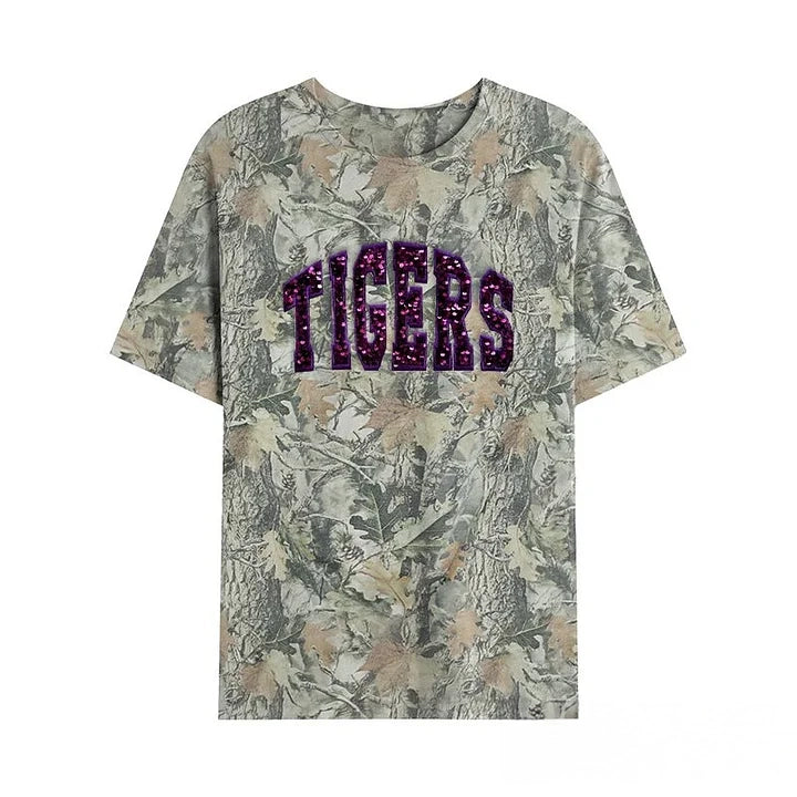 Custom Sequin Team Name Camo Sweatshirt Embroidered Sequin T-shirt Hoodie