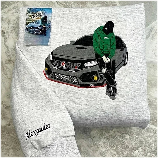 Custom Car Embroidered Crewneck & Hoodies – The Perfect Gift for Car Lovers, Dad, Husband