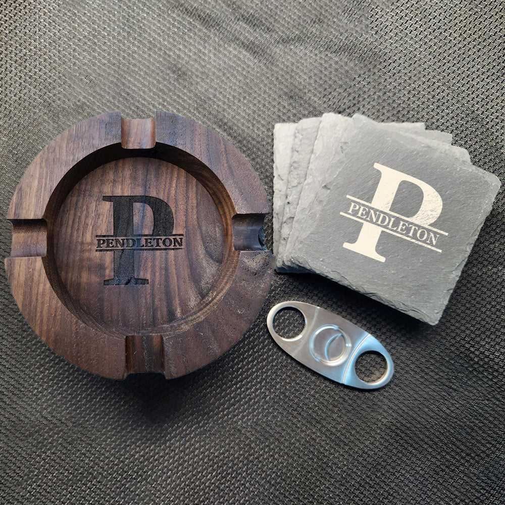 Personalized Name Walnut Cigar Ash Tray