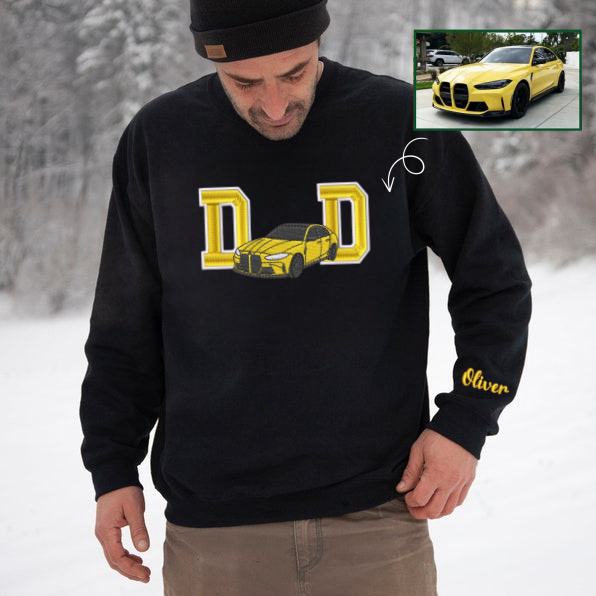 Embroidered Car Hoodie, Personalized Car Sweatshirt For men, Classic Cars Hoodie