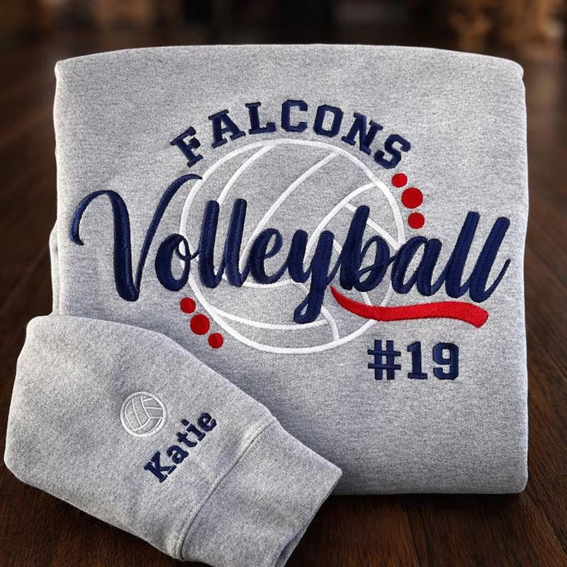 Embroidery Volleyball Icon Sweatshirt with Custom Team Name