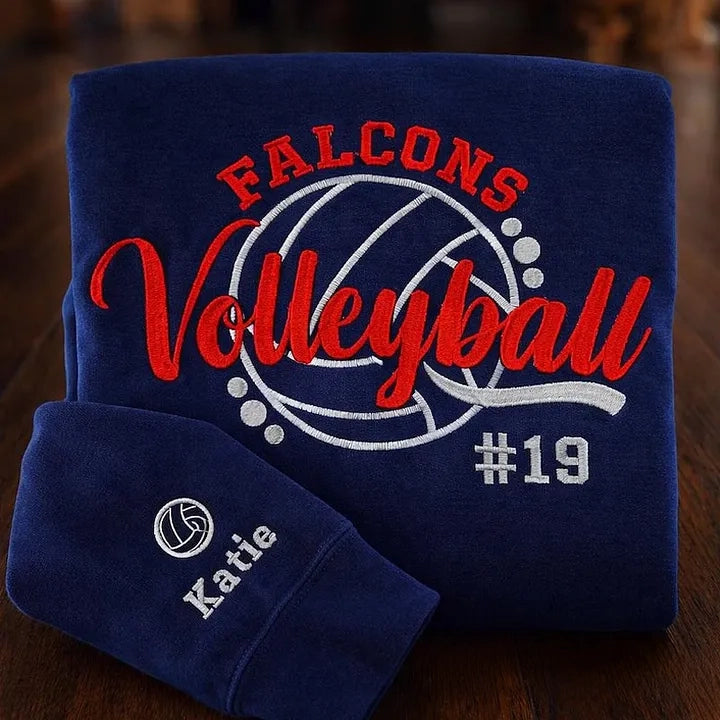 Embroidery Volleyball Icon Sweatshirt with Custom Team Name