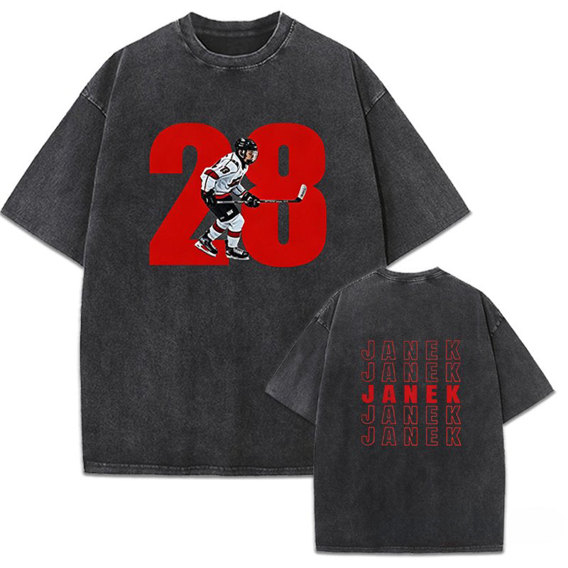 Custom Family Photo on Number Sport Washed T-Shirt Personalized Cheer Tee