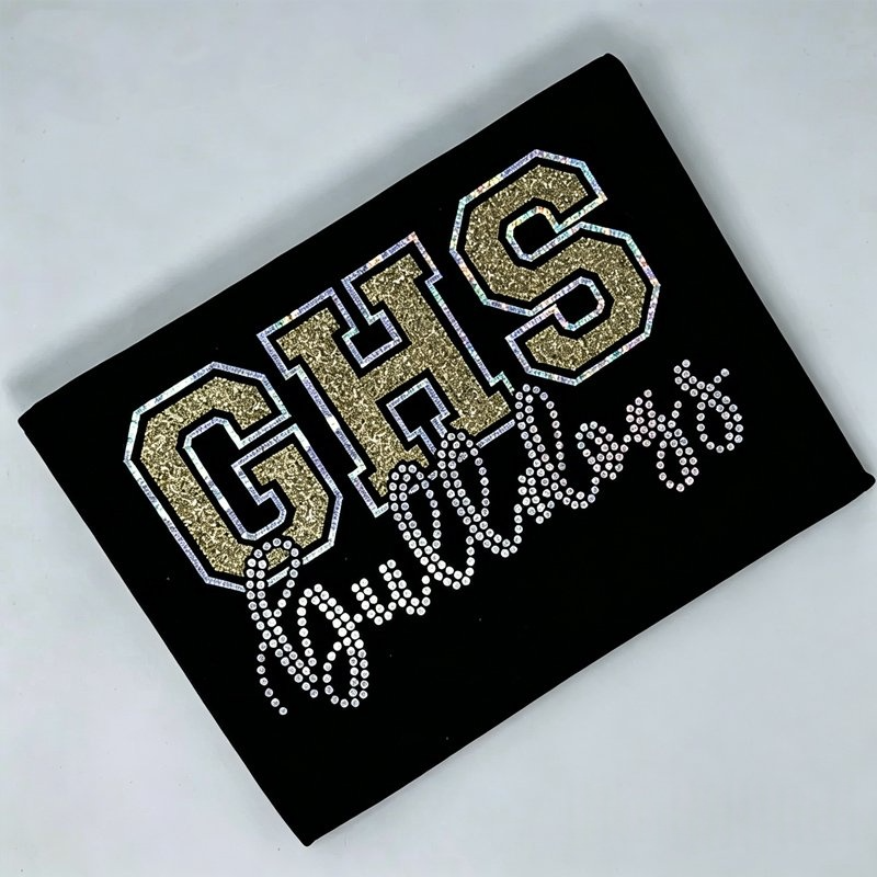 Custom Text Faux Rhinestone Shirt and Glitter Personalized Gift for Sports Fans