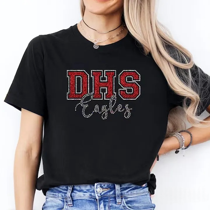Custom Text Faux Rhinestone Shirt and Glitter Personalized Gift for Sports Fans