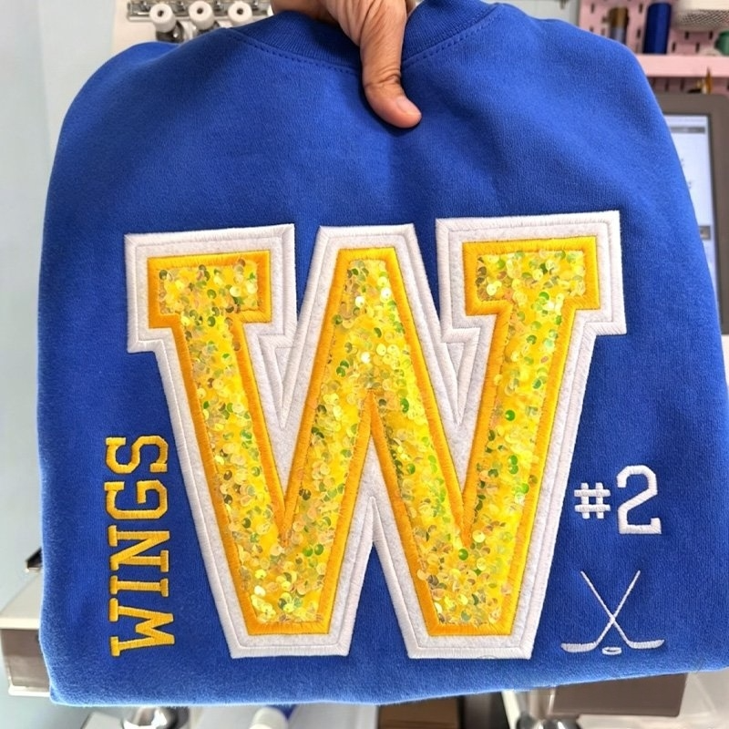 Embroidered Sequined Letter and Number Sweatshirt with Customed Team Name