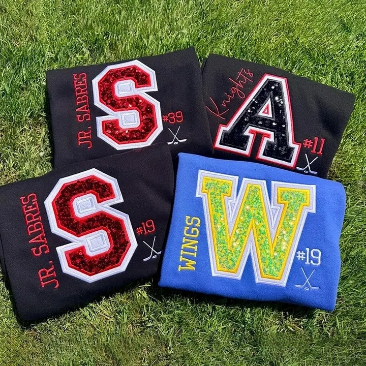 Embroidered Sequined Letter and Number Sweatshirt with Customed Team Name
