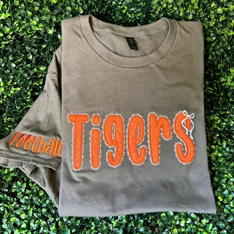 Custom Glitter Appliqué Sweatshirt Personalized Team Name Crewneck Cozy Embroidered Sweatshirt