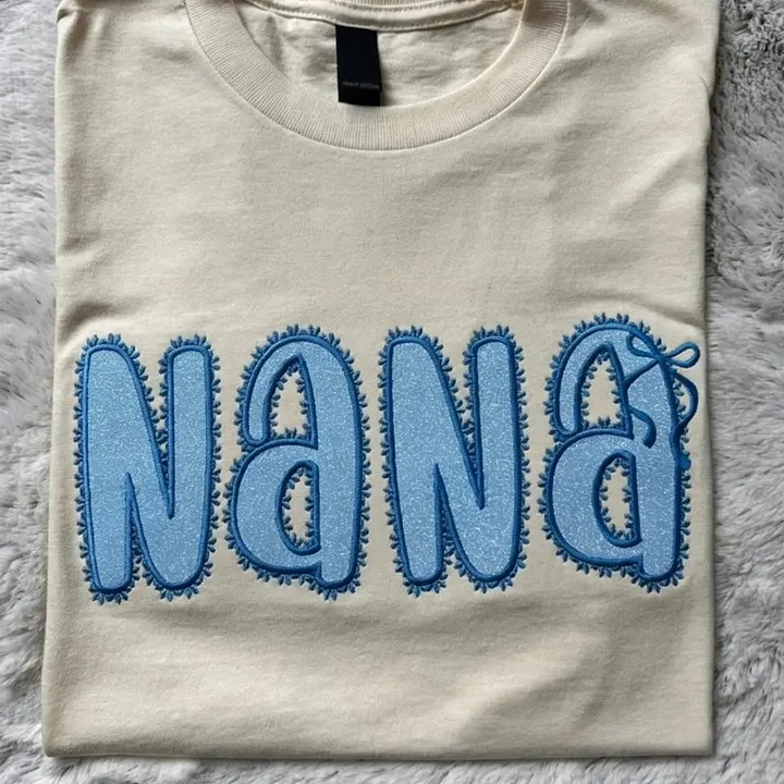 Custom Glitter Appliqué Sweatshirt Personalized Team Name Crewneck Cozy Embroidered Sweatshirt