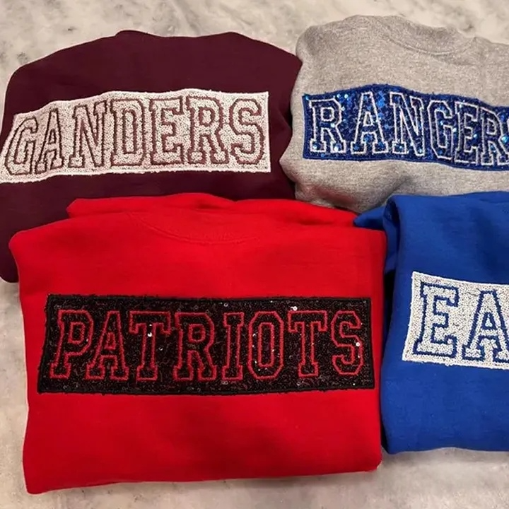 Embroidered Sequined School Spirit Sweatshirt with Custom Team Name