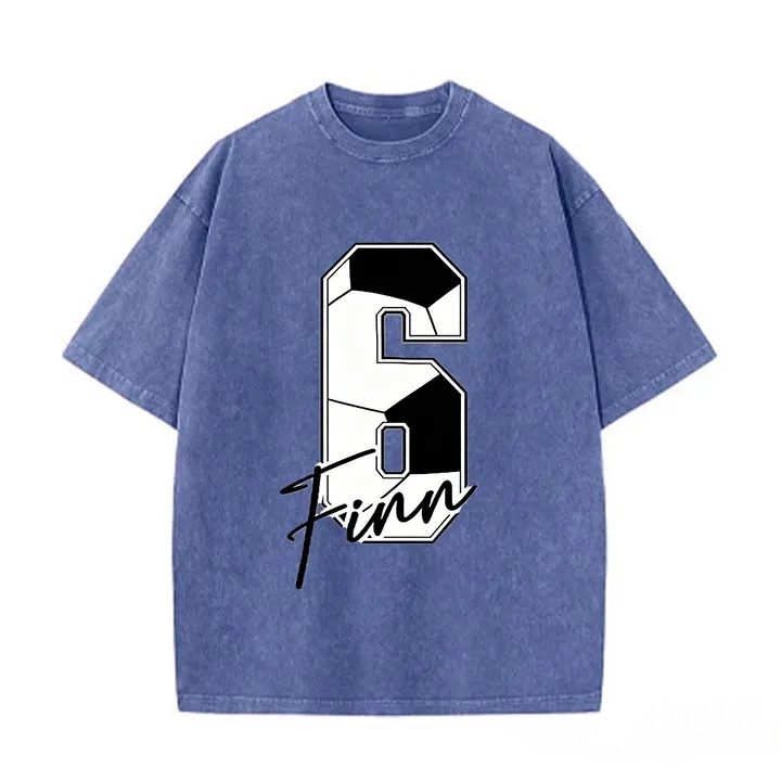 Custom Soccer Style Name Number Washed T-Shirt Sport Team Gift