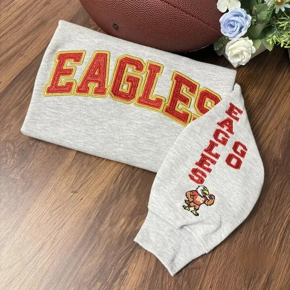 Custom Team Glitter Embroidered With Mascot Sweatshirt Hoodie T-shirt