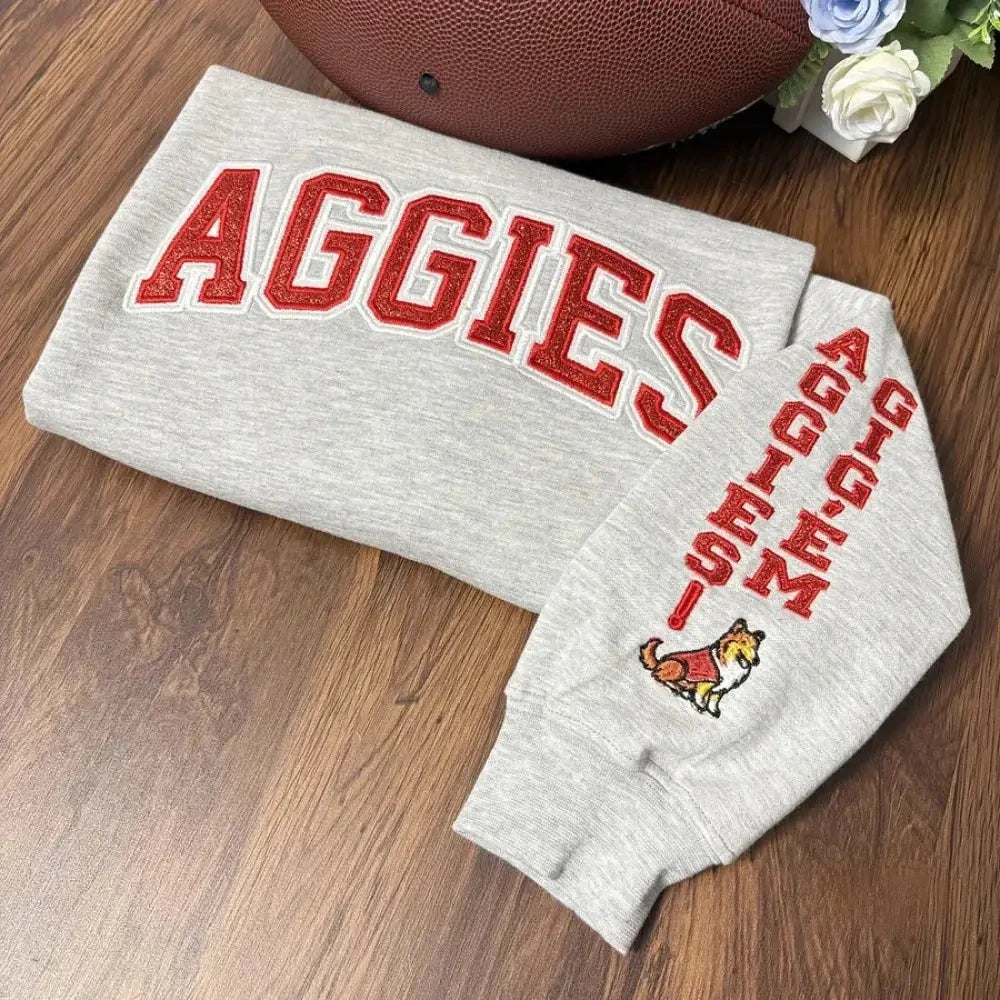 Custom Team Glitter Embroidered With Mascot Sweatshirt Hoodie T-shirt