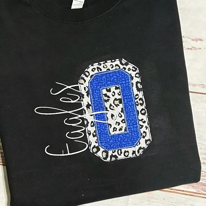Custom Leopard Fabric Appliqué Sweatshirt Personalized Text Crewneck Cozy Embroidered Sweatshirt