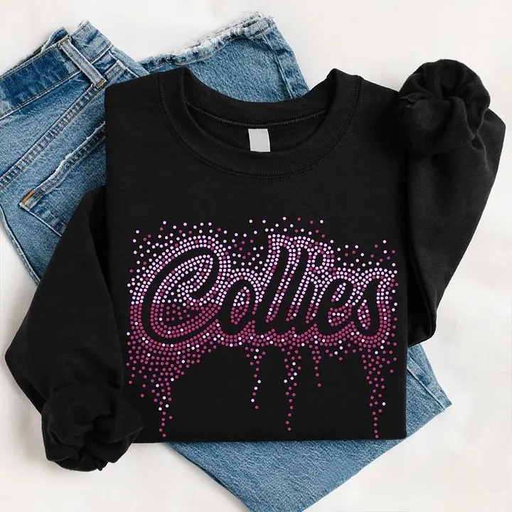 Custom Text with Two Tone Faux Rhinestone Shirt and Glitter Personalized Sports Gift