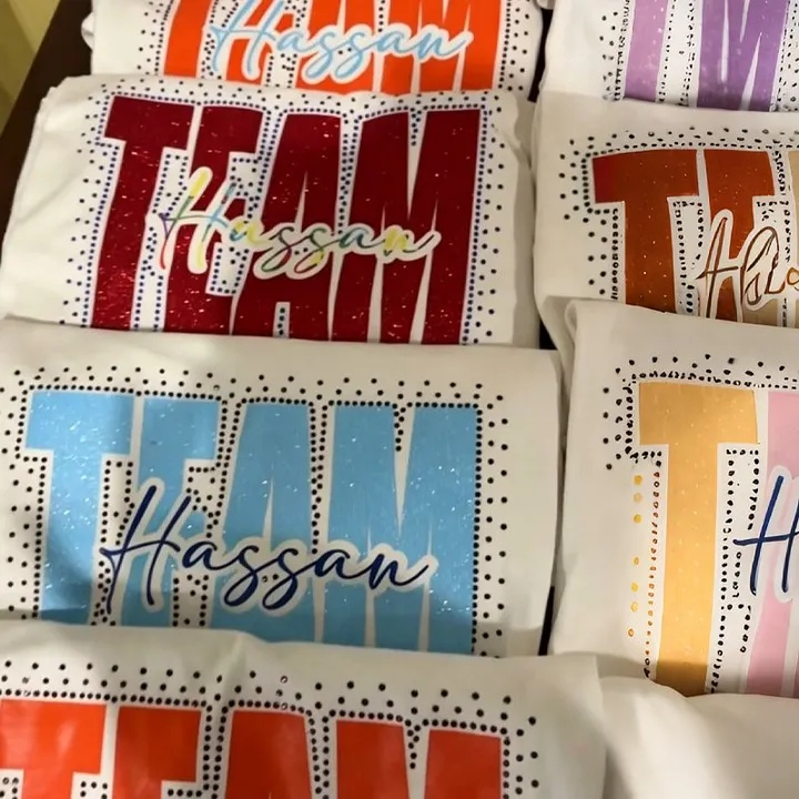 Custom Team Name Faux Rhinestone Shirt and Glitter Personalized Sweatshirt