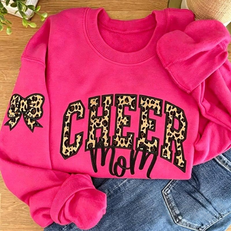 Custom Plaid Appliqué Text Sweatshirt Personalized Embroidered Sweatshirt