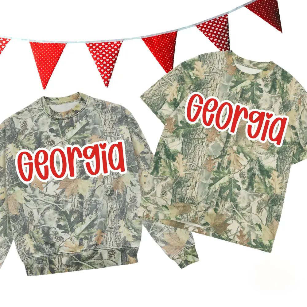 Custom Game Day Camo State Name Print Casual Shirt