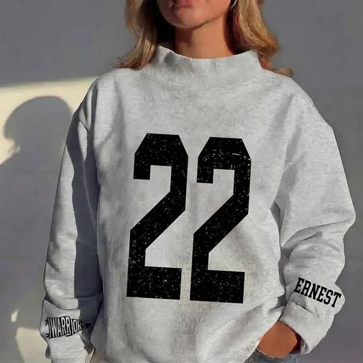 Custom Vintage and Modern Varsity Number or Letter Sport Team Mockneck – Stand-up Collar