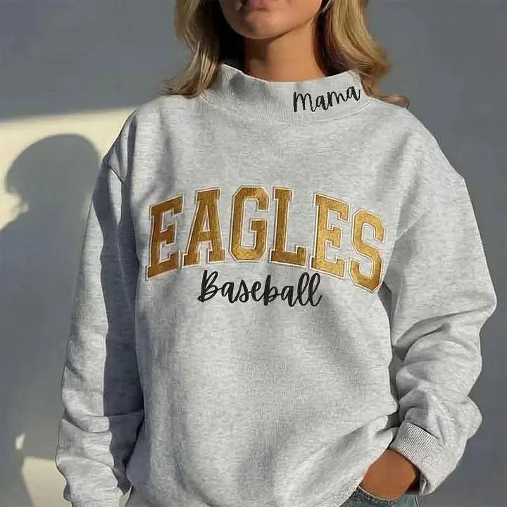 Custom Mockneck Embroidered Team Name Sweatshirt with custom Sports– Stand-up Collar