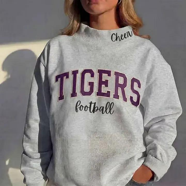 Custom Mockneck Embroidered Team Name Sweatshirt with custom Sports– Stand-up Collar