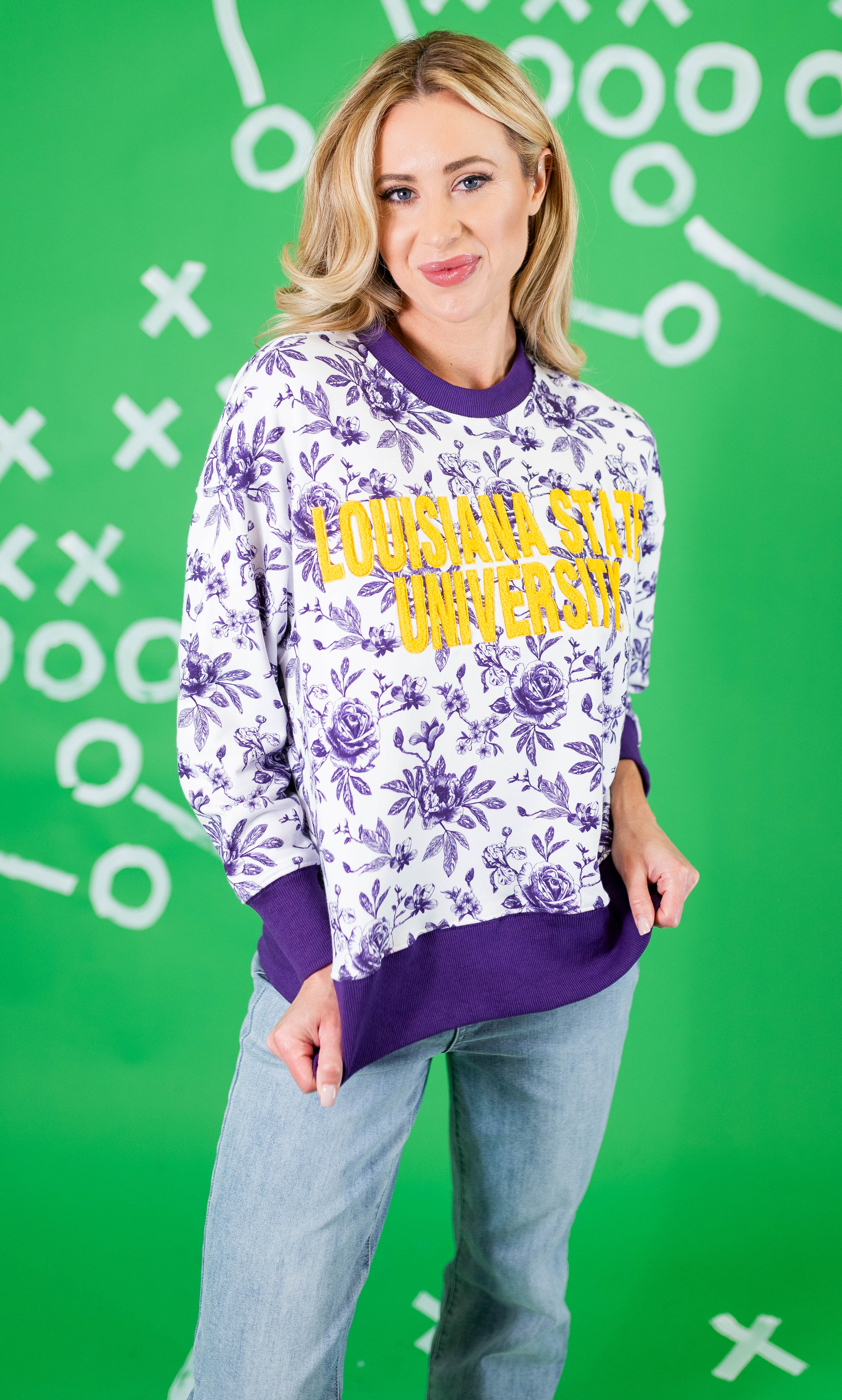 Custom LSU Floral Toile Sweatshirt Personalized University
