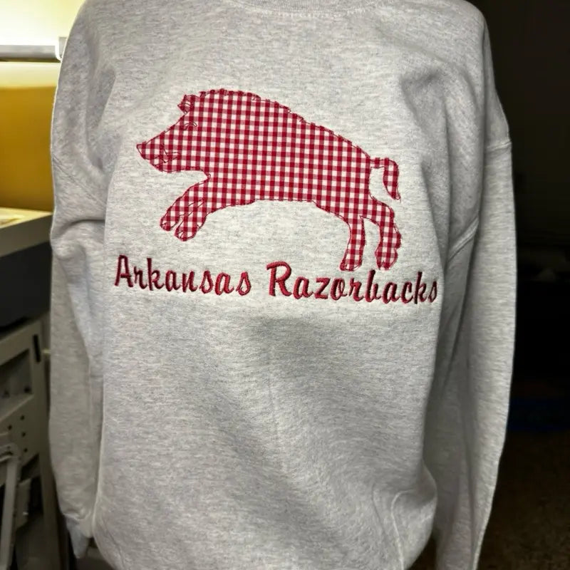 Custom Arkansas Gameday Women’s Team Spirit Sweatshirt – Applique Embroidered Side Bow Pullover
