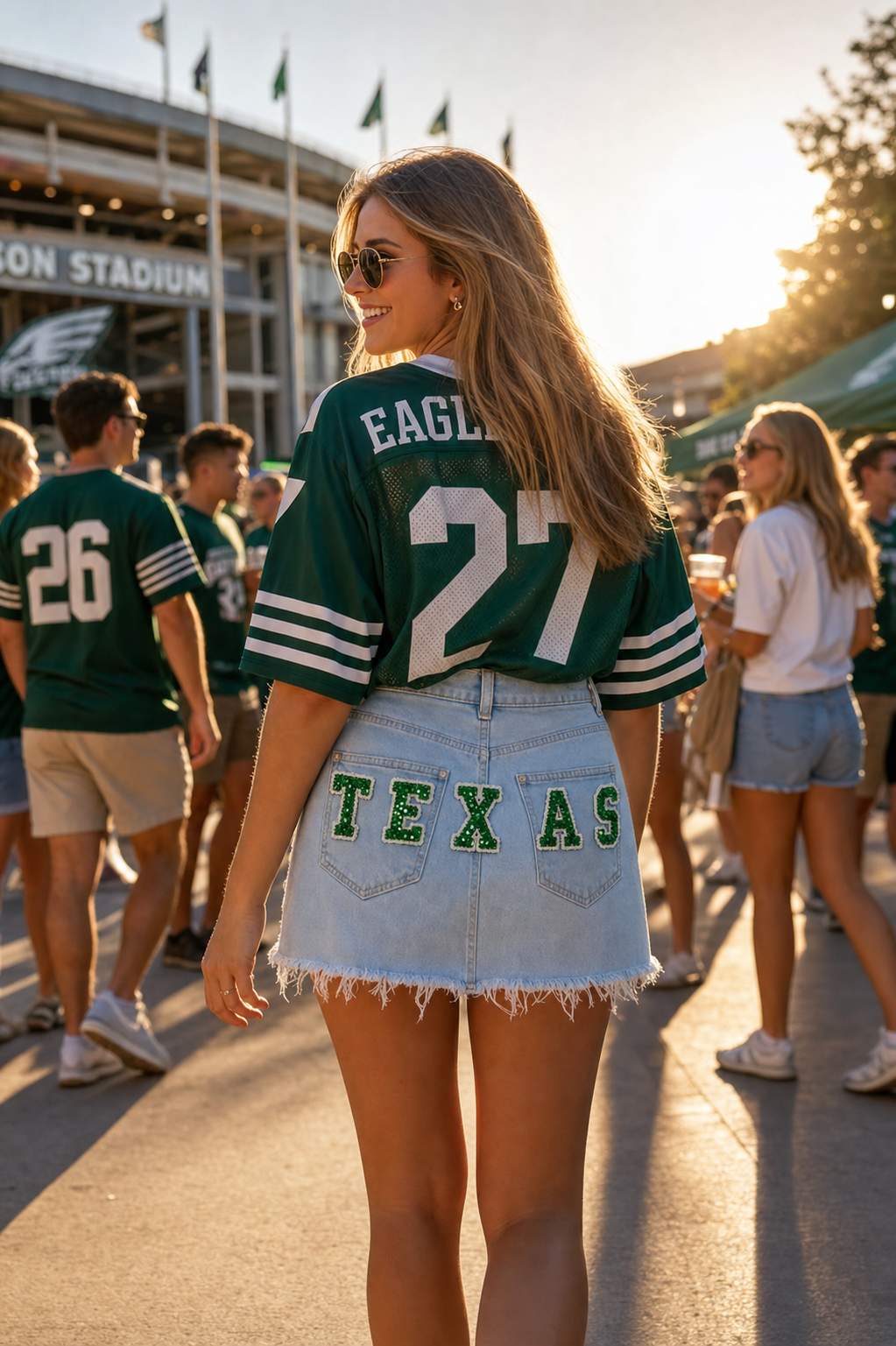 Custom Sequin Letter Denim Mini Skirt | Personalized Game Day Jean Skirt | Tailgate Outfit | Custom College Team Skort | Western Cowgirl Skirt