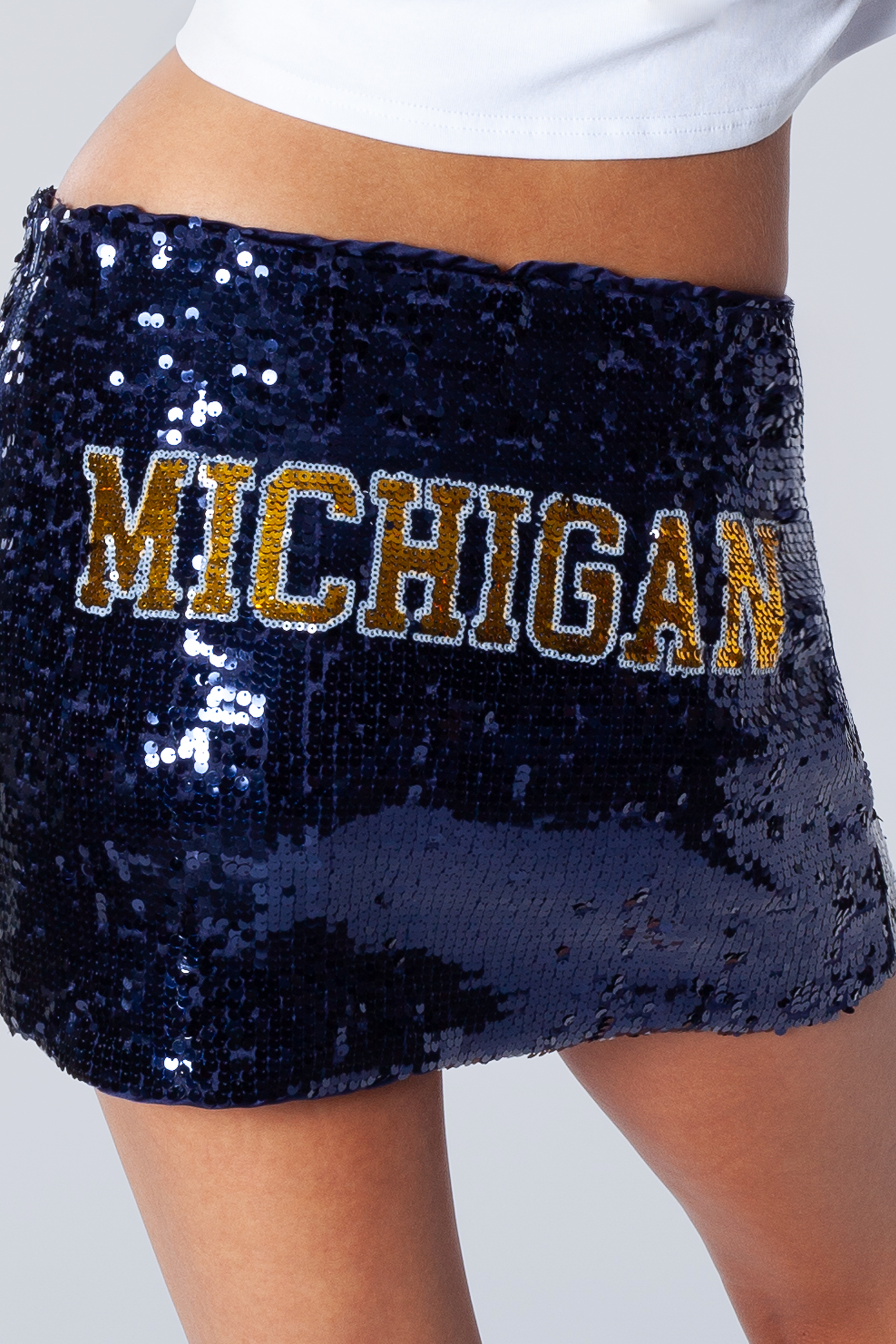 Michigan Sequin Mini Skirt | Game Day Glam College Spirit Skirt | Tailgate Outfit