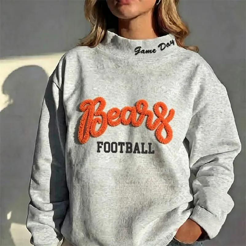 Personalized Chenille YARN EMBROIDERED Game Day Sports Team Mockneck Sweatshirt – Stand-up Collar
